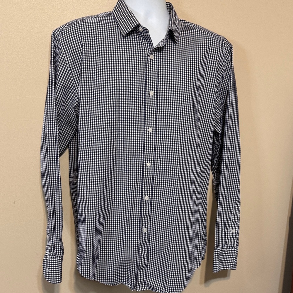 J. Crew Men's Black and White Gingham Shirt